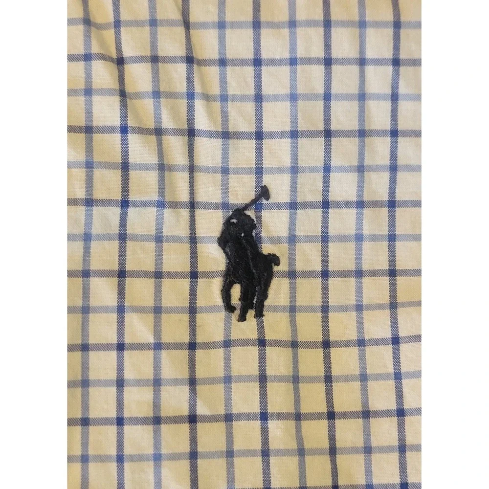 Ralph Lauren Boys Blue White Tattersall Check Button Down Shirt M 10-12 Cotton